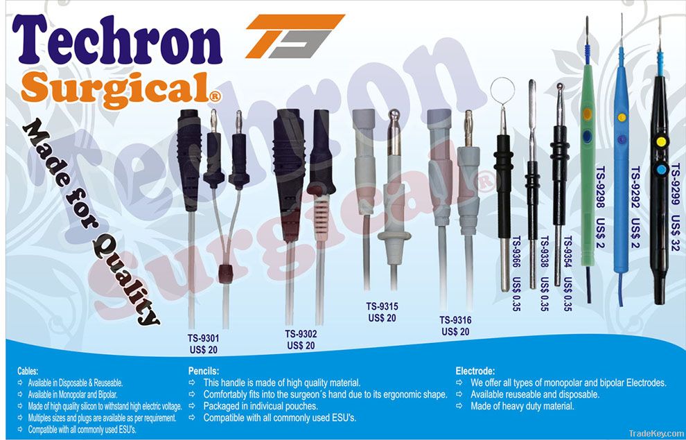 Electrosurgical Pencils, Cables Monopolar and Bipolar For US and Europe