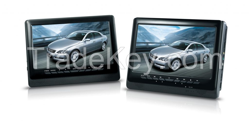 9&#039;&#039; Dual screen portable DVD player with car headrest mounting kits