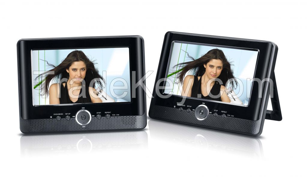 7&#039;&#039; Dual screen portable dvd players with car headrest mounting kits