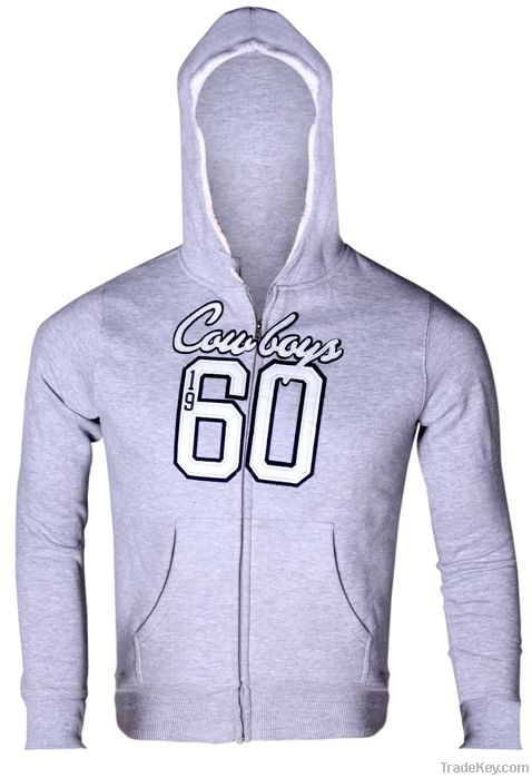 Grey Fleece Zipper Hood