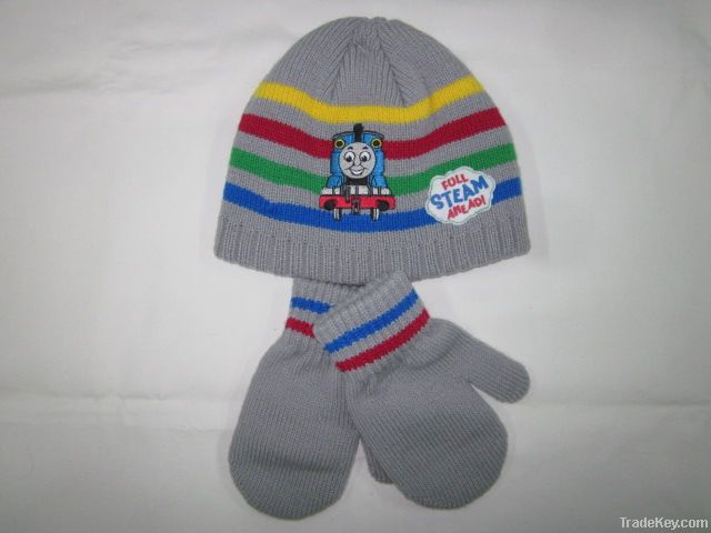 Thomas Knitted Acrylic Beanie and Mittens for Kids