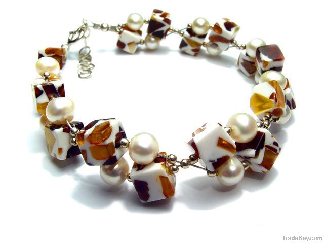 Silver amber bracelets