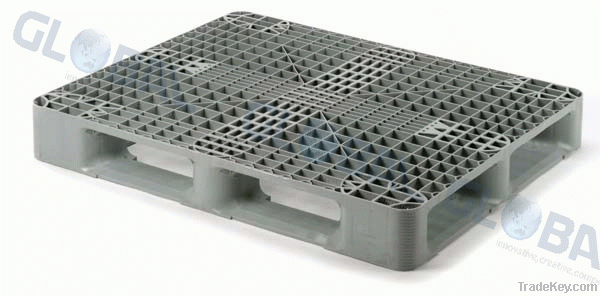 Single side plastic pallet steel reinforced