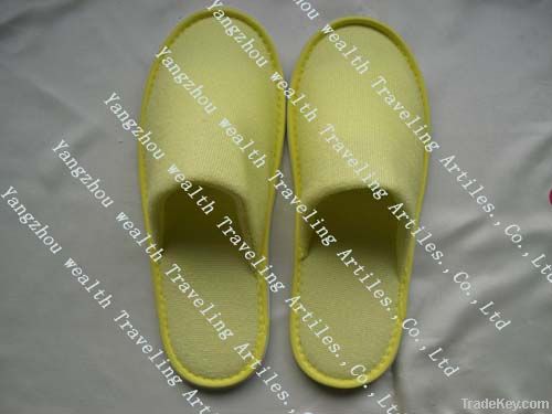 Promotional velour white hotel slipper with customized logo