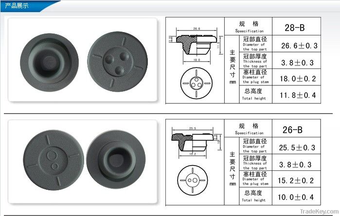 Butyl Rubber Stopper 28mm 28-B grey for infusion bottle