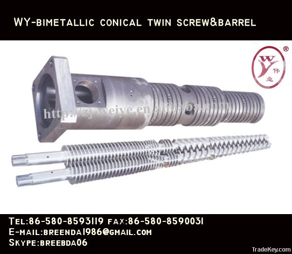 conical twin screw and barrel for plastic extruder