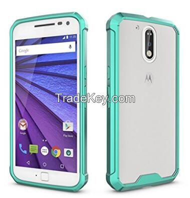 Slim Hybrid Transparent Crystal Acrylic Back TPU Bumper Shock Resistant Phone Case Cover For Motorola G 4th Generation