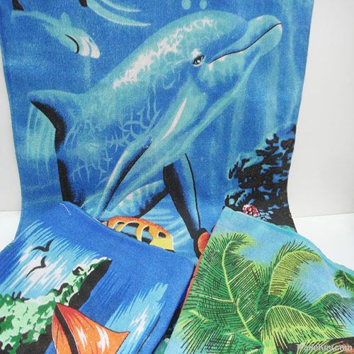 100% cotton velvet reactive printed beach towels