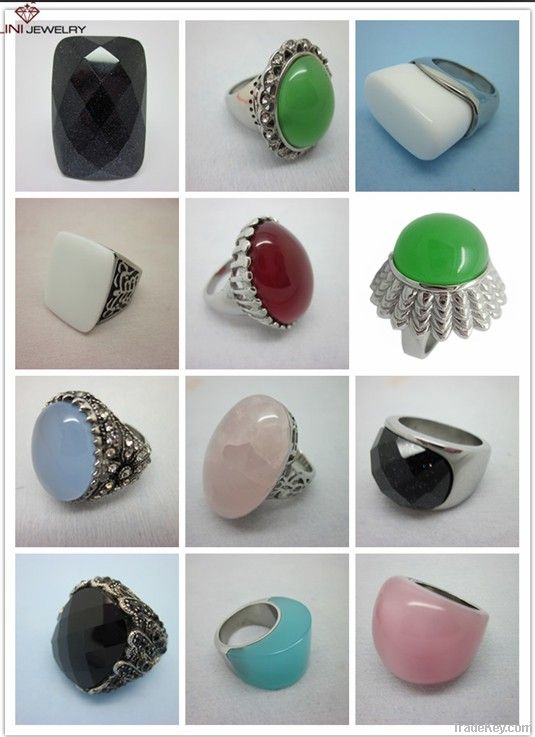 Flashing Glass stone stainless steel ring