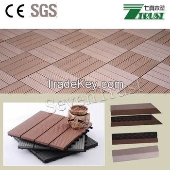 Heat-resistant outdoor WPC DIY tiles,easy install WPC interlocking deck tiles (30cmx30cm)