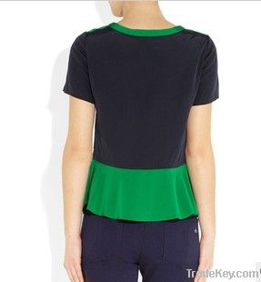 O neck ruffles fashion T shirt