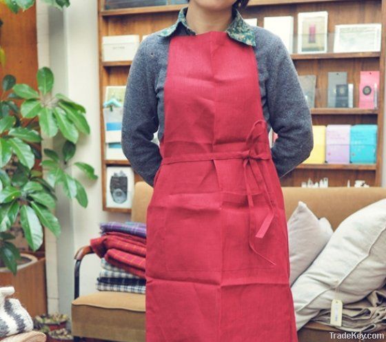 Red Linen full apron AL-024