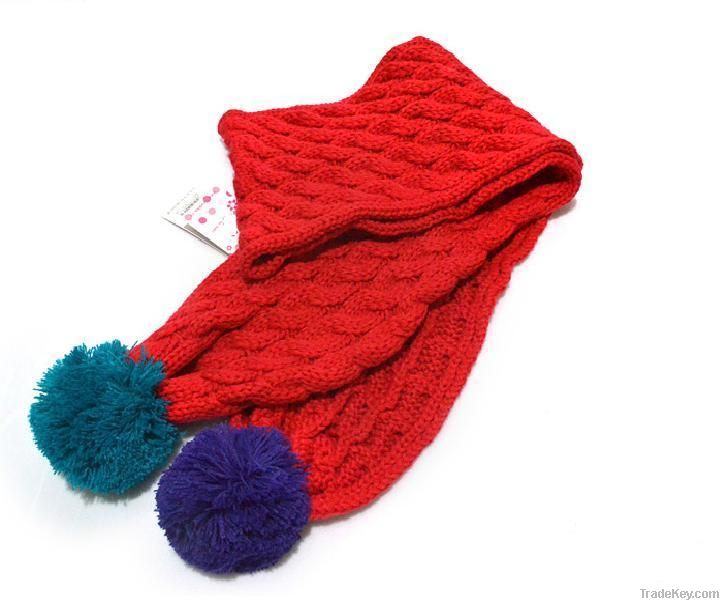 Red knitted scarf for girls