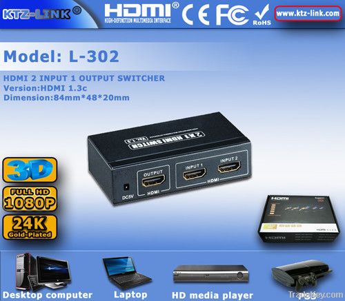 3D 2x1  HDMI switcher 1080P CE FCC