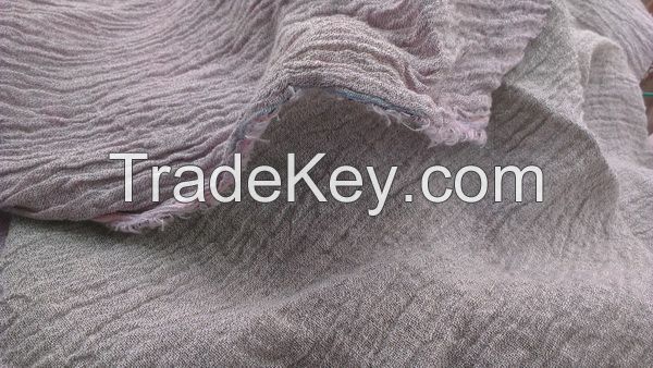 linen poly woven creped wrinkle fabric