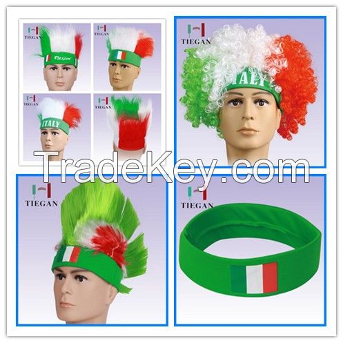 Italy Hot selling brazil world cup fans wig football wig soccer