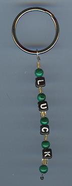 Malachite Bead &quot;Luck&quot; Keychain