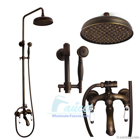 Antique Brass Rainfall Shower Faucet Set