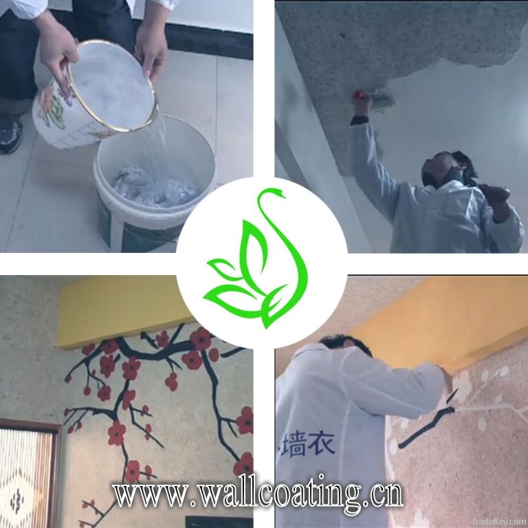 Fibre wall coating, powder wall coating