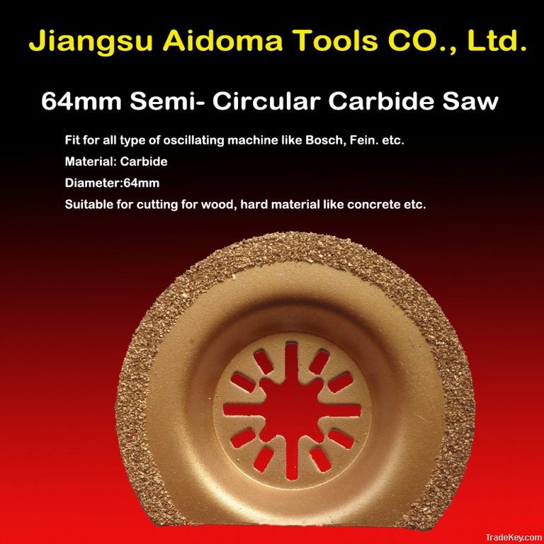 Semi-circular oscillating carbide saw blade fit multimaster