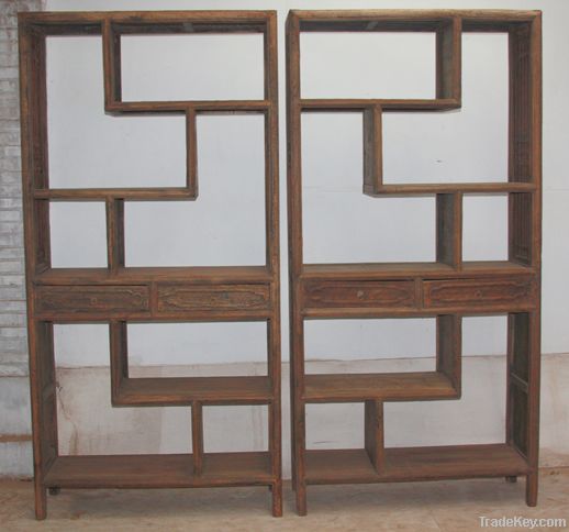 chinese antique furniture elm wood bookshelf