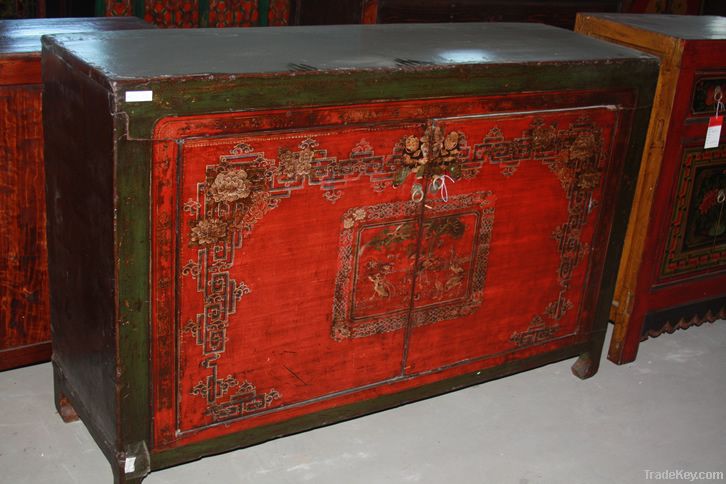 Chinese antique furniture pine wood Mongolia Cabinet