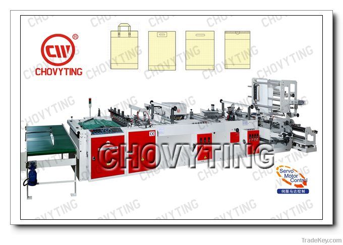 Fully automatic plastic hand bag making machine (one machine four func