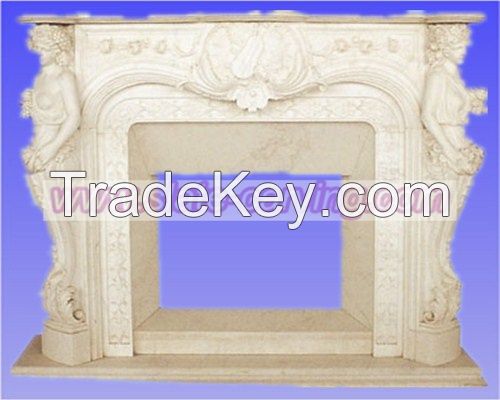 stone fireplace, marble fireplace, statue fireplace