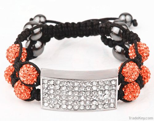 Fashion Crystal Double Rows Bracelet 10mm Orange