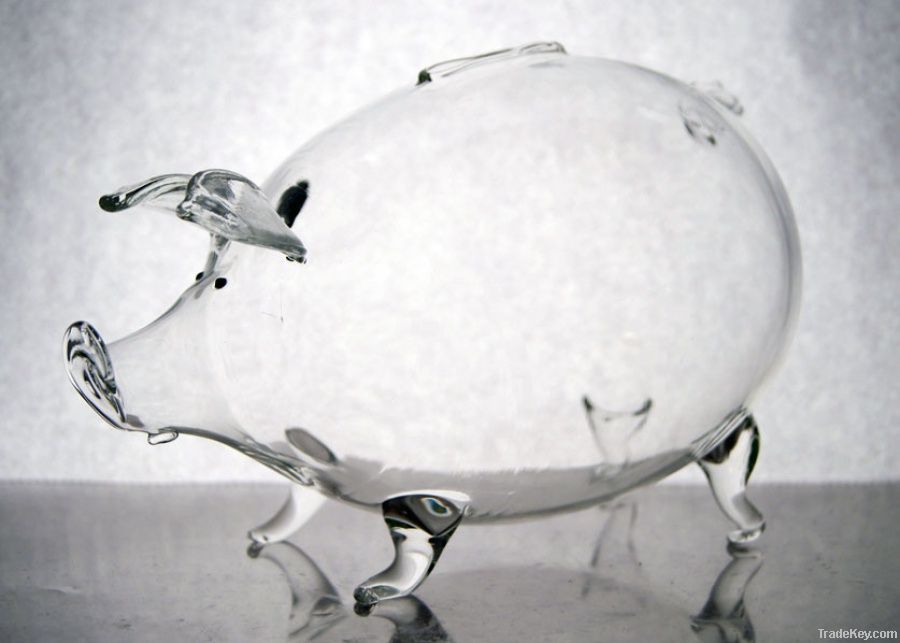 Hand made glass piggy banks