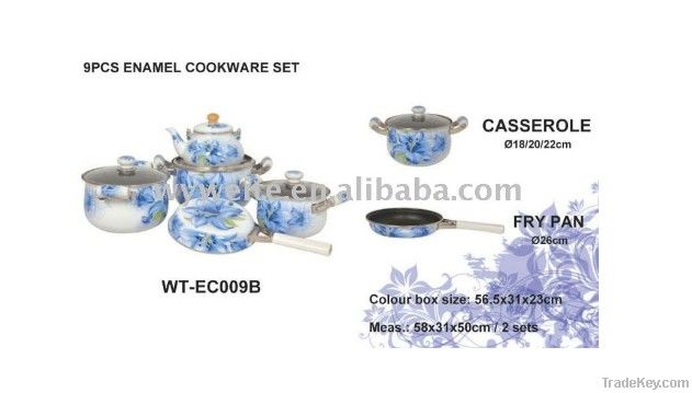 9pcs Carbon Steel Enamel Cookware Set