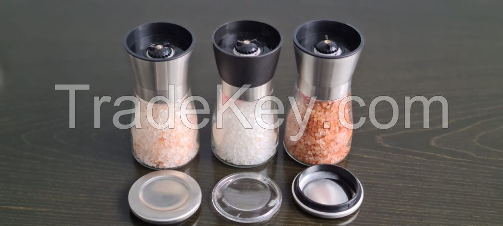 glass bottles with grinder