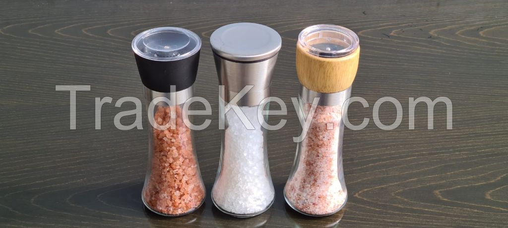 glass bottles with grinder