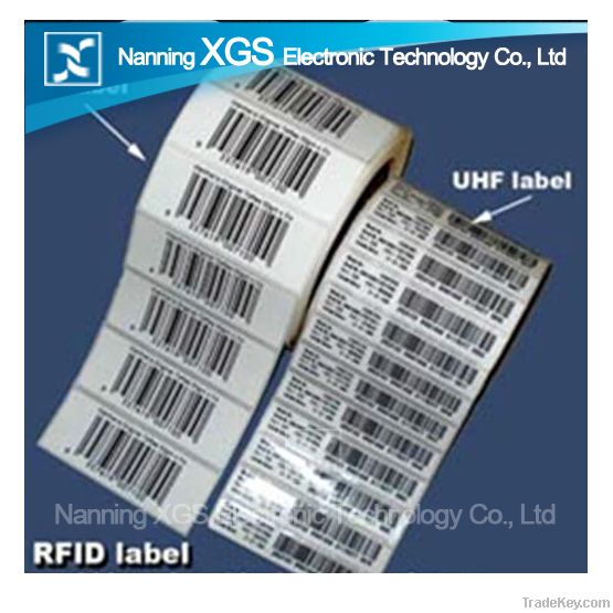 UHF RFID label with barcode printing