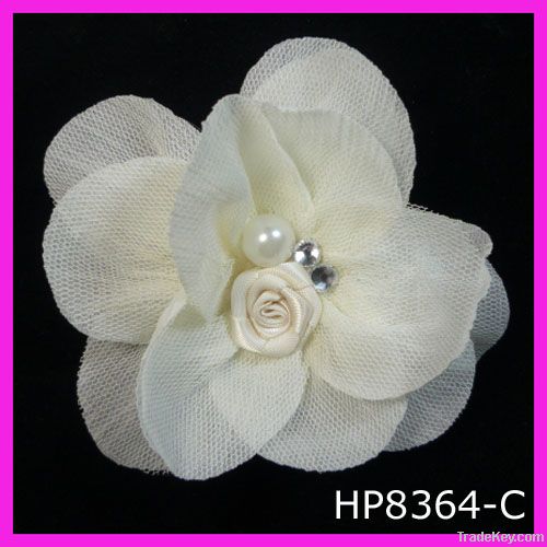 Elegant chiffon and mesh floral hair clip