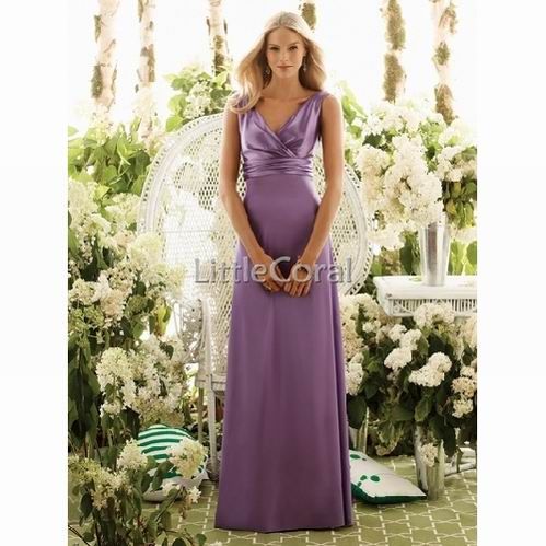 Pleated V Neck Full Length Bridesmaid Dress, Occasional Dress