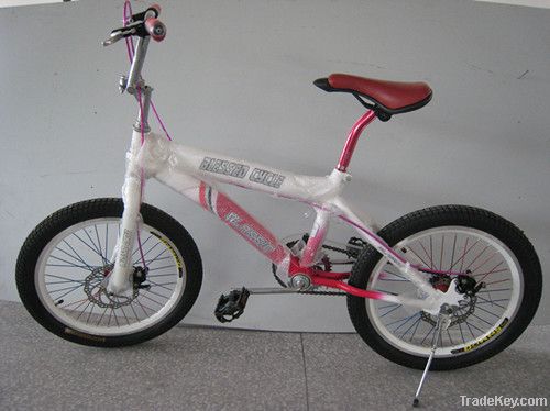 HH-BMX01 very light white and red freestyle BMX bike with red saddle