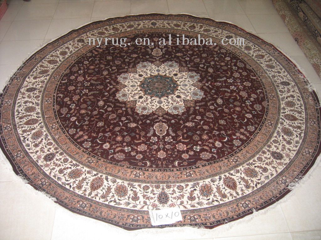 handmade knot silk round carpet