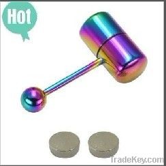 rainbow capsule vibrating tongue rings barbell