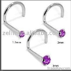 white gold screw nose piercing jewelry