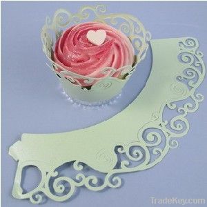 laser cut hollow cupcake wrapper for cupcake decoration