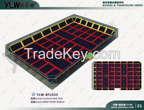 fitness sport trampoline, amusement trampoline park indoor trampoline park with basket and pool, combination jumping trampoline