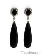 allergy-proof charm black teardrop earrings