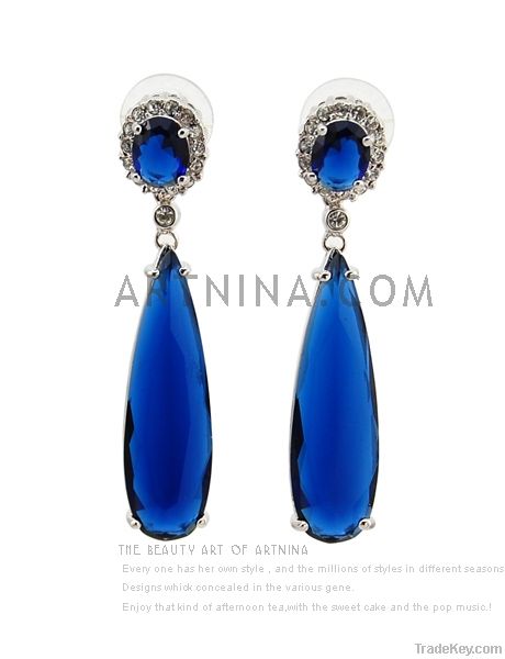 allergy-proof charm blue teardrop earrings