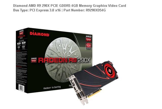 R9 290X PCIE GDDR5 4GB Memory Graphics Video Card Bus Type: PCI Express 3.0 x16 | Part Number: R9290XD54G