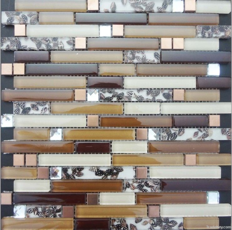 Crystal glass mix sea shell mosaic tile