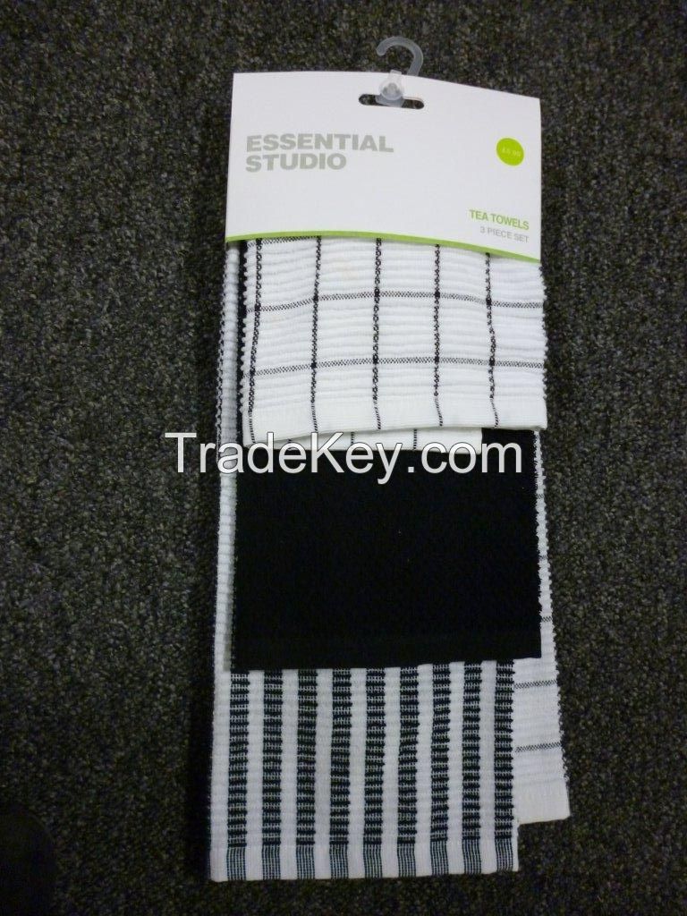 3Pk Essential Check Tea Towels