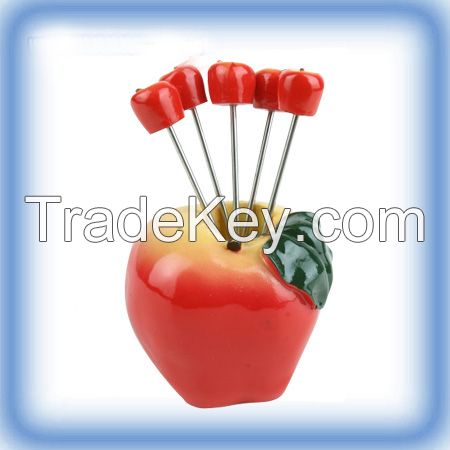 Resin craft fruit fork with resin handle 