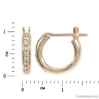 18k Pink gold dialmond huggie earrings