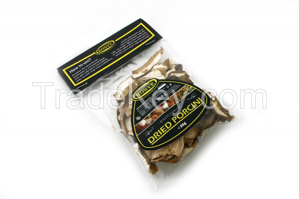 Dried Boletus edulis in retail pack